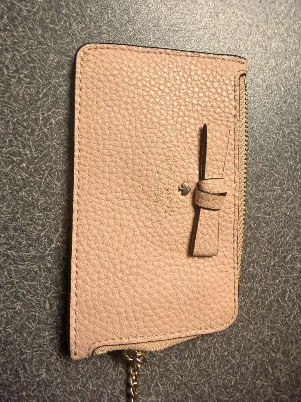 Kate Spade New York Pink Pebbled Leather Bow Card Case Wallet